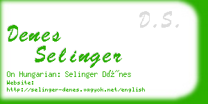denes selinger business card